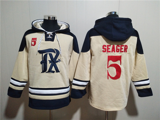 Texas Rangers #5 Corey Seager Cream Ageless Must-Have Lace-Up Pullover Hoodie - Zenithce