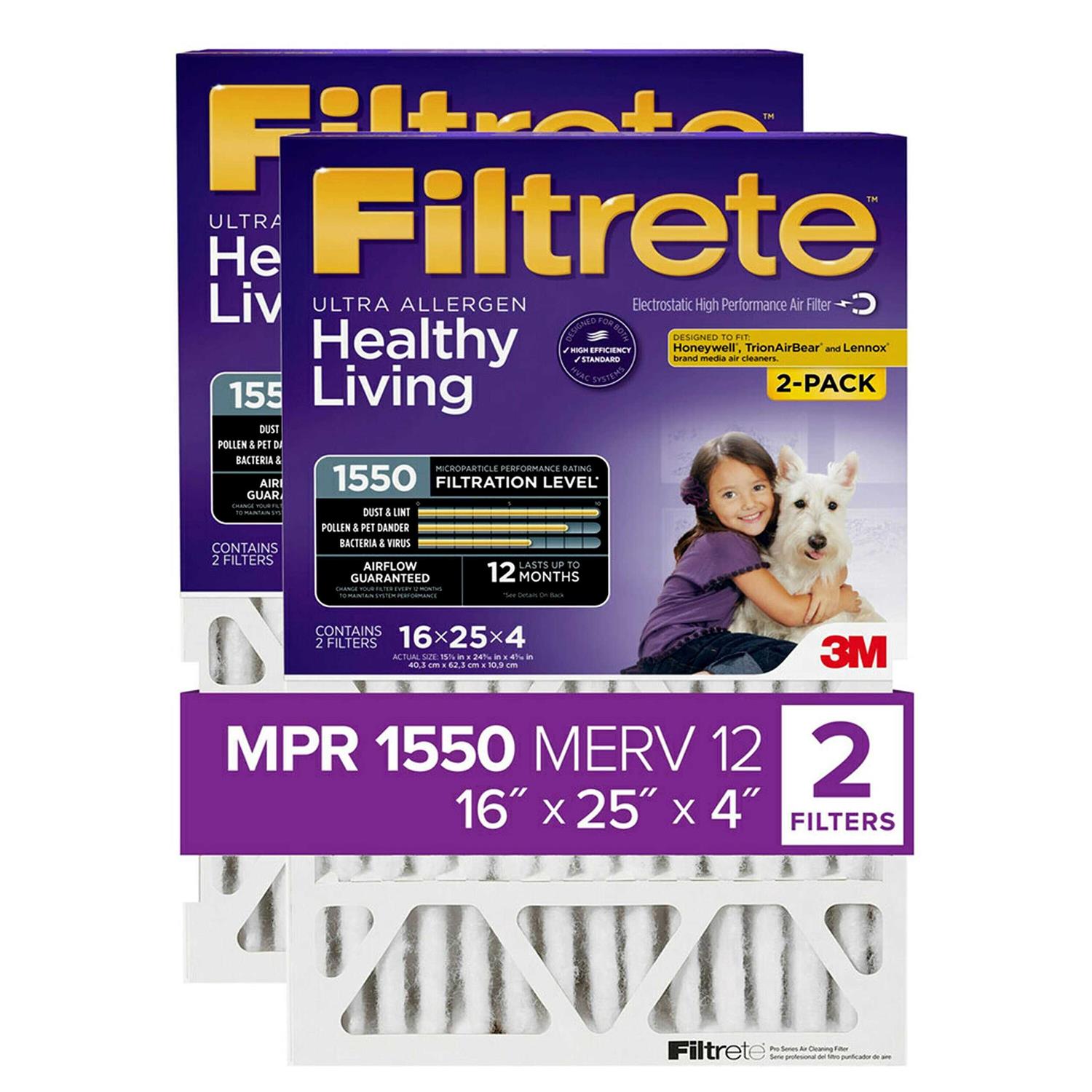 Filtrete AC Furnace Air Filter MPR 1550 DP - Zenithce