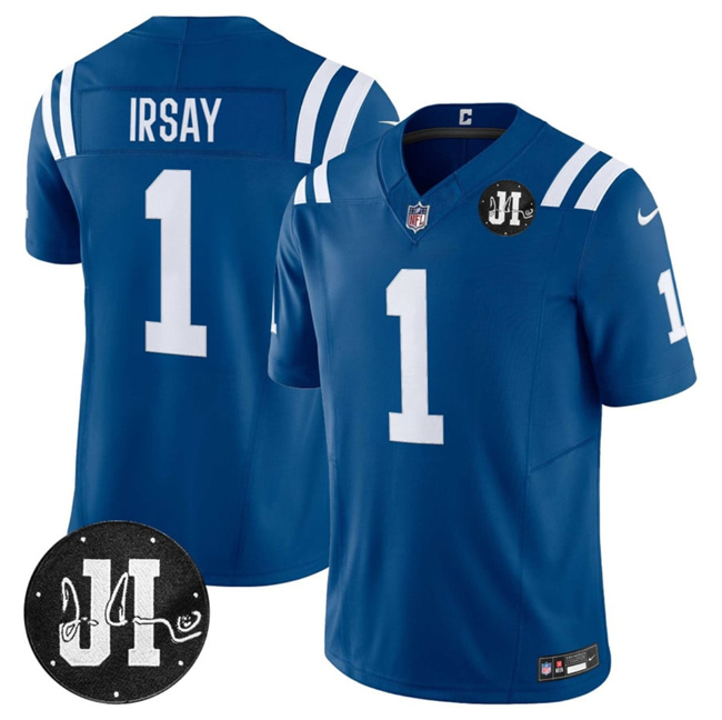 Indianapolis Colts #1 Jim Irsay Blue 2025 F.U.S.E. Jim Irsay Patch Vapor Limited Stitched Jersey - Zenithce