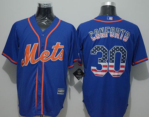 Mets #30 Michael Conforto Blue USA Flag Fashion Stitched Jersey - Zenithce