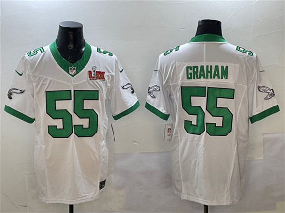Philadelphia Eagles #55 Brandon Graham White 2025 Super Bowl LIX Patch F.U.S.E. Vapor Untouchable Limited Stitched Jersey - Zenithce