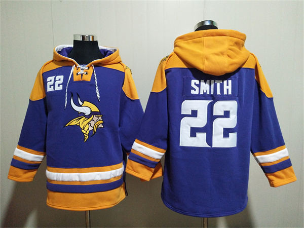 Minnesota Vikings #22 Harrison Smith Purple Yellow Ageless Must-Have Lace-Up Pullover Hoodie - Zenithce