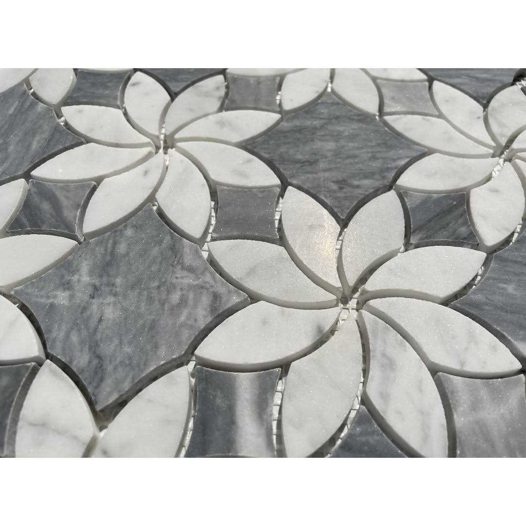 Marble Online Carrara White Black Gray Marble Plaid Tartan Tile - Zenithce