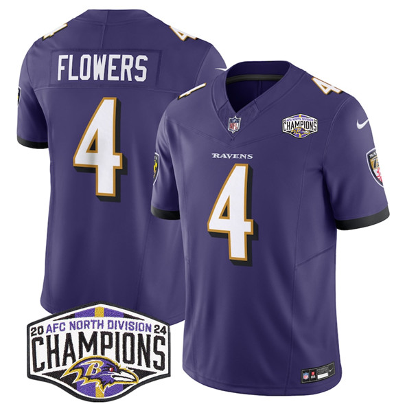 Baltimore Ravens #4 Zay Flowers Purple F.U.S.E. 2024 AFC North Division Champions Vapor Limited Jersey - Zenithce