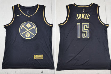 Nuggets 15 Nikola Jokic Black Gold Swingman Jersey - Zenithce