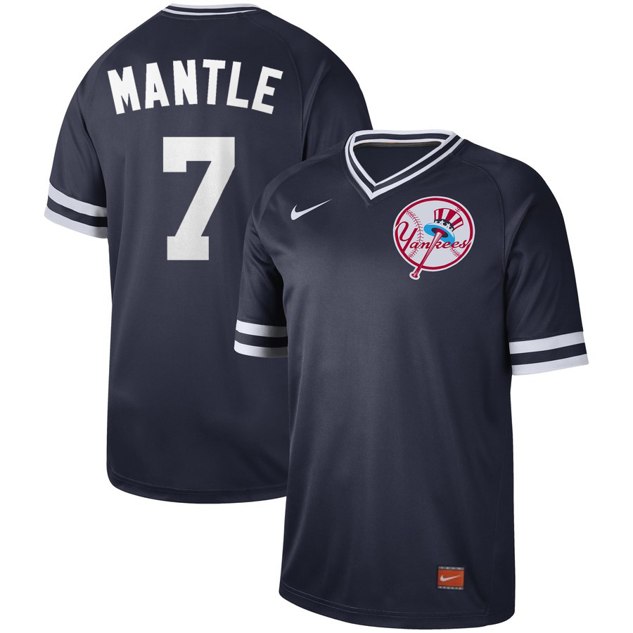New York Yankees #7 Mickey Mantle Navy Cooperstown Legend Collection Stitched Jersey - Zenithce