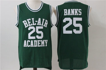 Bel-Air Academy 25 Banks Green Stitched Jersey - Zenithce