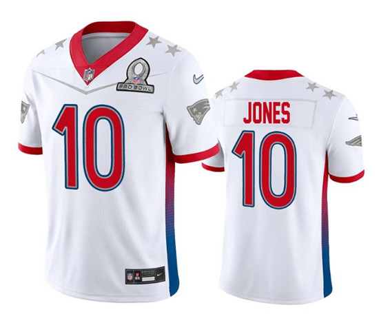 New England Patriots #10 Mac Jones 2022 White Pro Bowl Stitched Jersey - Zenithce
