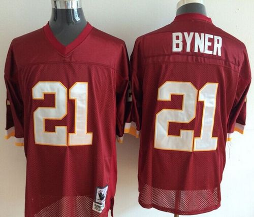 Mitchell And Ness Redskins #21 Earnest Byner Red Throwback Stitched Jersey - Zenithce
