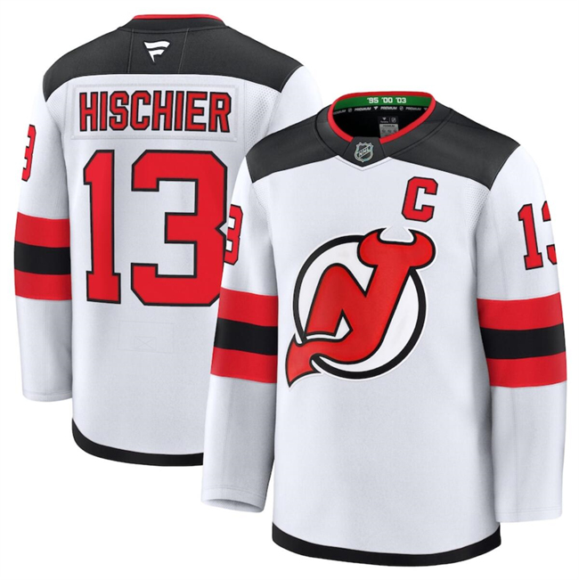 New Jersey Devils #13 Nico Hischier White 2024-25 Away Stitched Jersey - Zenithce