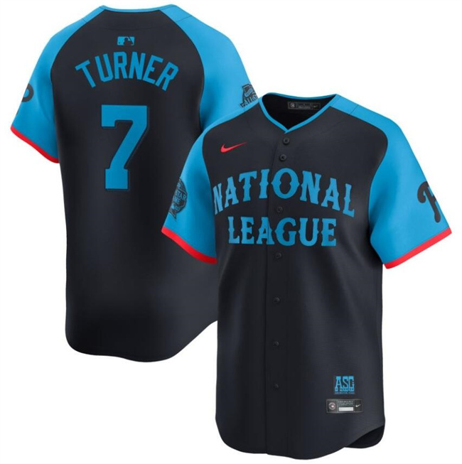 National League #7 Trea Turner Navy 2024 All-Star Limited Stitched Jersey - Zenithce