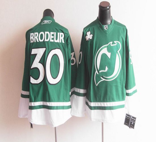 Devils St Patty's Day #30 Martin Brodeur Green Stitched Jersey - Zenithce