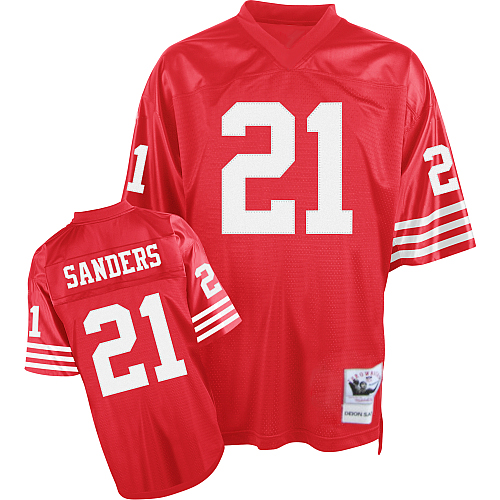 Mitchell And Ness 49ers #21 Deion Sanders Stitched Red Jersey - Zenithce