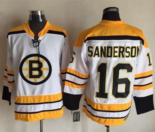 Bruins #16 Derek Sanderson White CCM Throwback Stitched Jersey - Zenithce