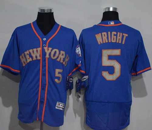 Mets #5 David Wright Blue(Grey NO.) Flexbase Authentic Collection Stitched Jersey - Zenithce
