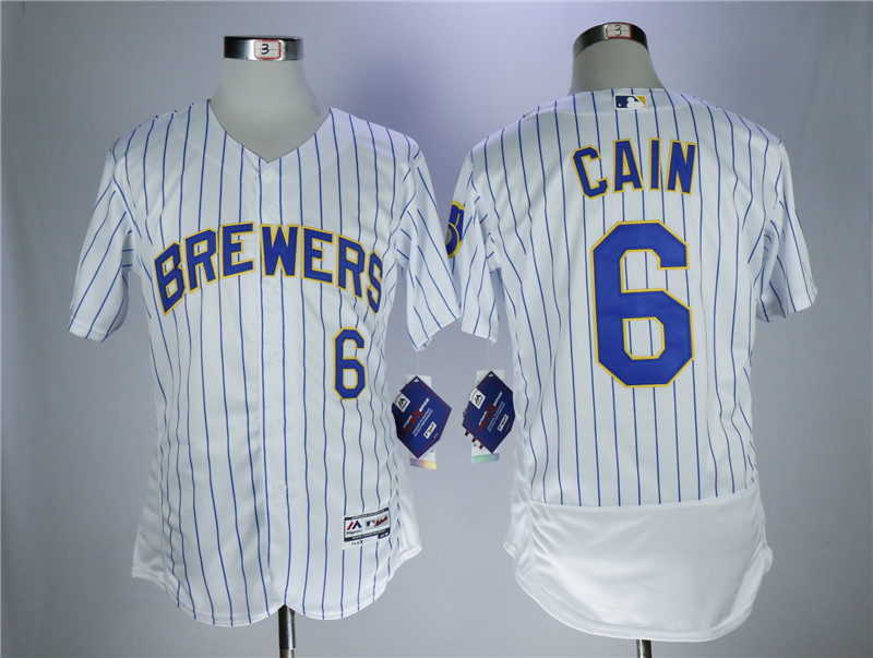 Milwaukee Brewers #6 Lorenzo Cain White Flexbase Stitched Jersey - Zenithce