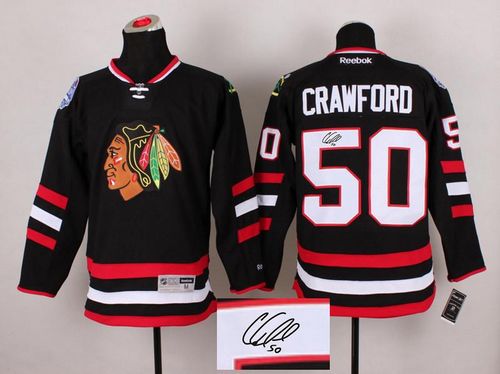 Blackhawks #50 Corey Crawford Black Autographed Stitched Jersey - Zenithce