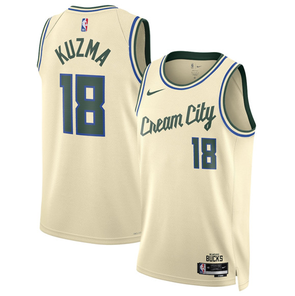 Milwaukee Bucks #18 Kyle Kuzma Cream 2025-26 City Edition Swingman Stitched Jersey - Zenithce