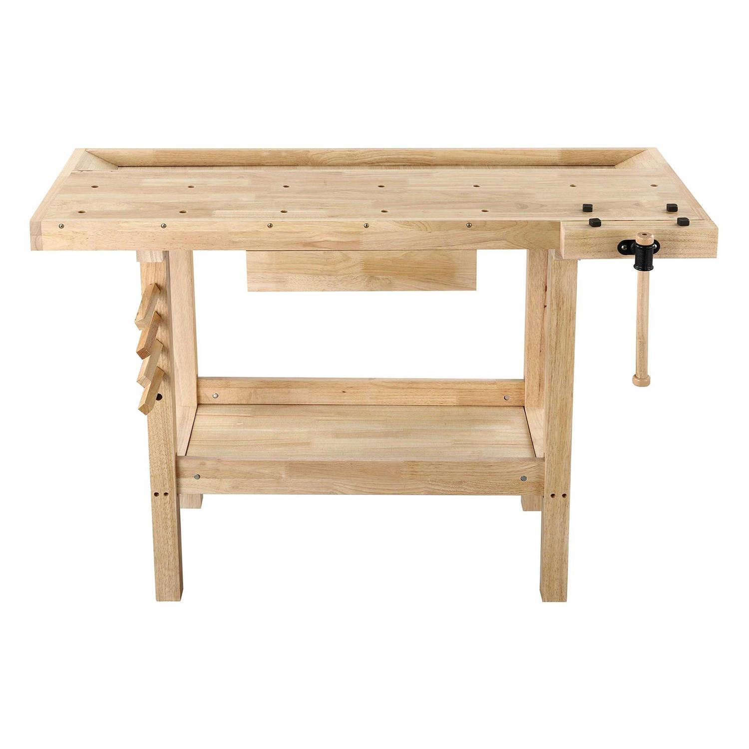 Olympia Tools 60-Inch Wooden Workbench Rubberwood Workbench with 4-Drawer - Zenithce