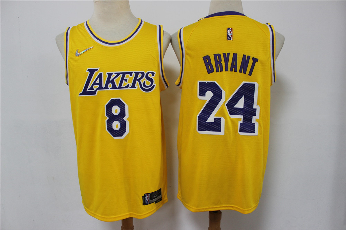 Los Angeles Lakers #8 #24 Kobe Bryant Yellow 75th Anniversary Diamond 2021 Stitched Jersey - Zenithce