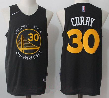 Golden State Warriors #30 Stephen Curry Black with Yellow 2017-2018 Swingman Stitched Jersey - Zenithce