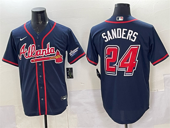 Atlanta Braves #24 Deion Sanders Navy 2025 Speedway Classic Alternate Stitched Jersey - Zenithce