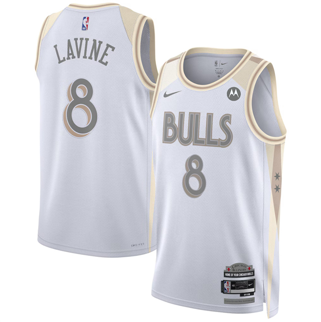 Chicago Bulls #8 Zach LaVine White 2024-25 City Edition Stitched Jersey - Zenithce