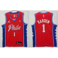 Philadelphia 76ers #1 James Harden statement edition Red Stitched jersey - Zenithce