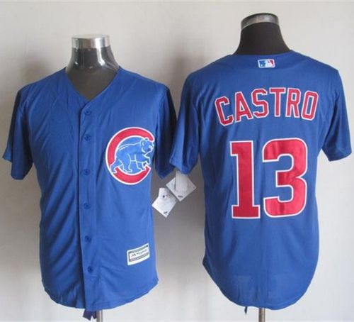 Cubs #13 Starlin Castro Blue New Cool Base Stitched Jersey - Zenithce