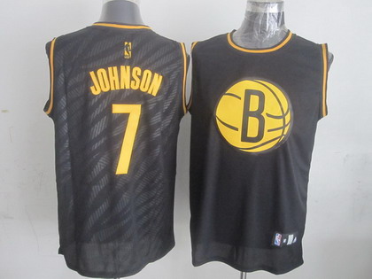 Brooklyn Nets #7 Joe Johnson Revolution 30 Swingman 2014 Black With Gold Jersey - Zenithce