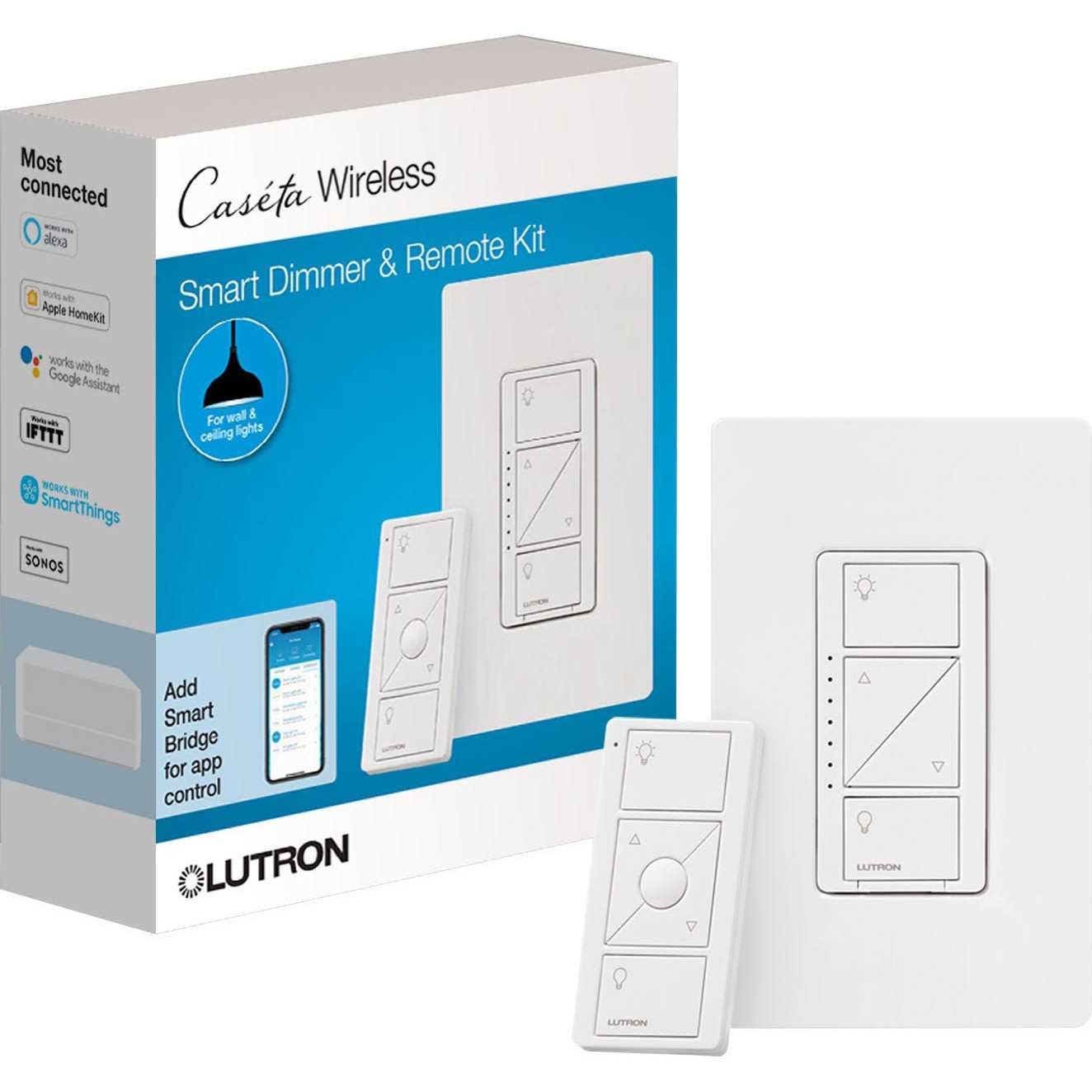 Lutron P-PKG1P-WH Wireless Plug-In Lamp Dimmer Kit - Zenithce
