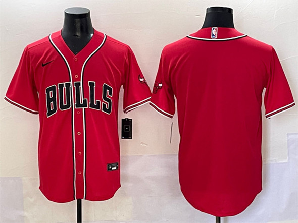 Chicago Bulls Blank Red Cool Base Stitched Baseball Jersey - Zenithce