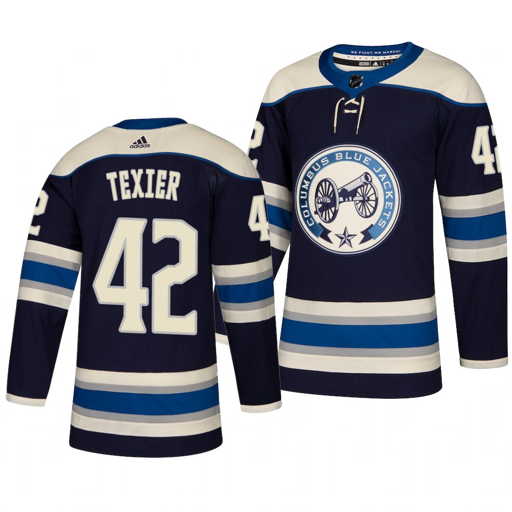 Columbus Blue Jackets #42 Alexandre Texier Navy Blue Stitched Jersey - Zenithce