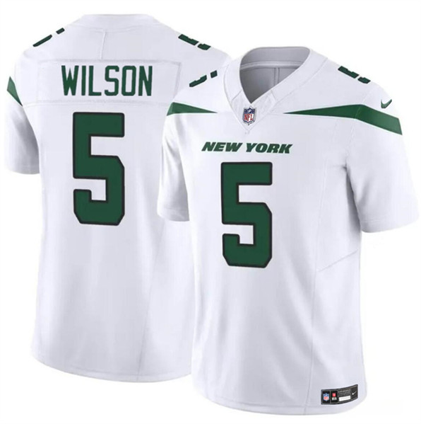 New York Jets #5 Garrett Wilson White 2023 F.U.S.E. Vapor Untouchable Limited Stitched Jersey - Zenithce