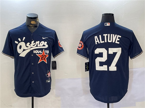 Houston Astros #27 Jose Altuve Navy Cactus Jack Style Vapor Premier Limited Stitched Jersey - Zenithce