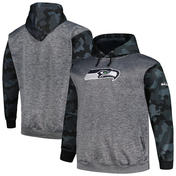 Seattle Seahawks Heather Charcoal Big Tall Camo Pullover Hoodie - Zenithce
