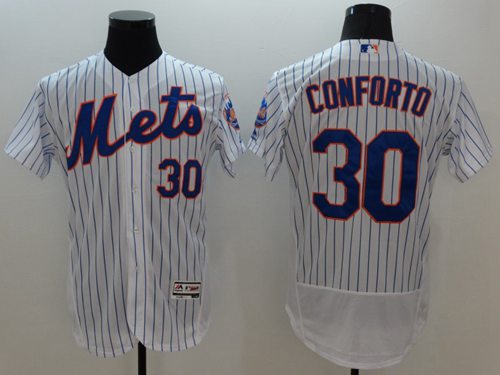 Mets #30 Michael Conforto White(Blue Strip) Flexbase Authentic Collection Stitched Jersey - Zenithce