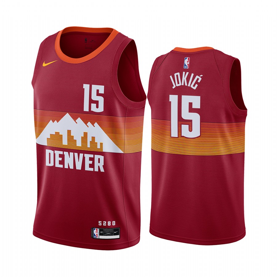 Nuggets #15 Nikola Jokic Red Swingman 2020-21 City Edition Jersey - Zenithce