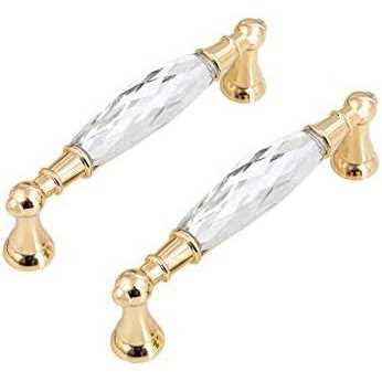 Cosmas 6393bb-c Brushed Brass with Clear Glass Cabinet Handle Pull - Zenithce