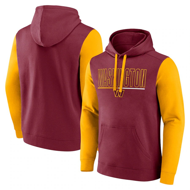 Washington Commanders Burgundy Gold Outline Pullover Hoodie - Zenithce