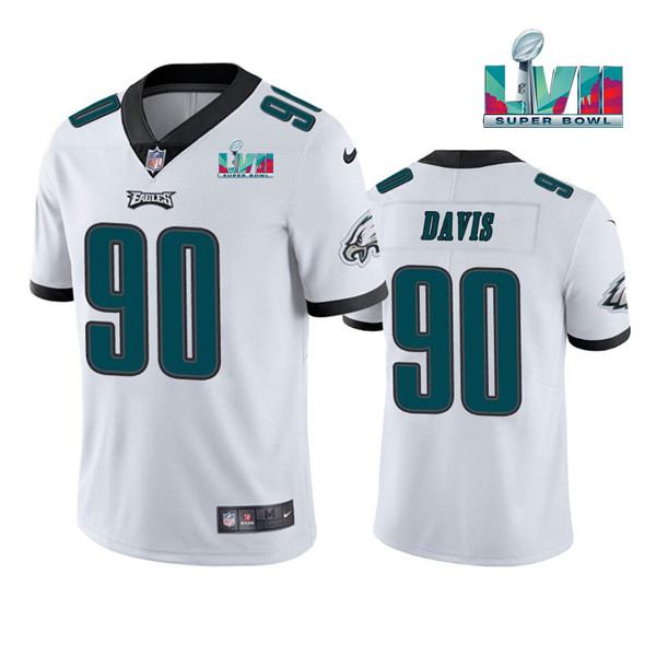 Philadelphia Eagles #90 Jordan Davis White Super Bowl LVII Patch Vapor Untouchable Limited Stitched Jersey - Zenithce