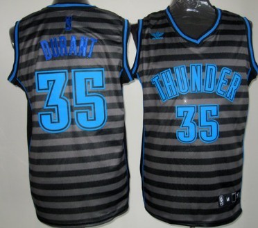 Oklahoma City Thunder #35 Kevin Durant Gray With Black Pinstripe Jersey - Zenithce