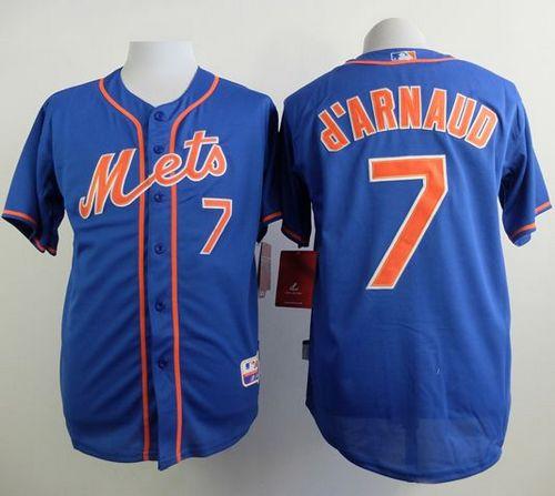 Mets #7 Travis D'Arnaud Blue Alternate Home Cool Base Stitched Jersey - Zenithce