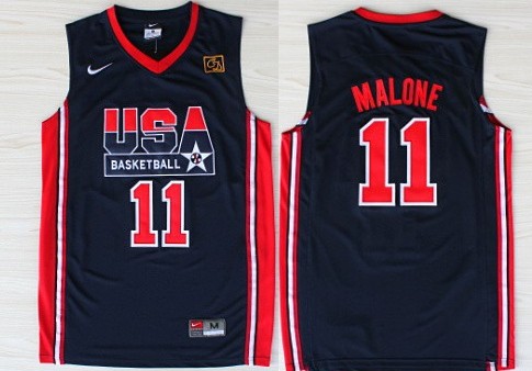 1992 Olympics Team USA #11 Karl Malone Navy Blue Swingman Jersey - Zenithce