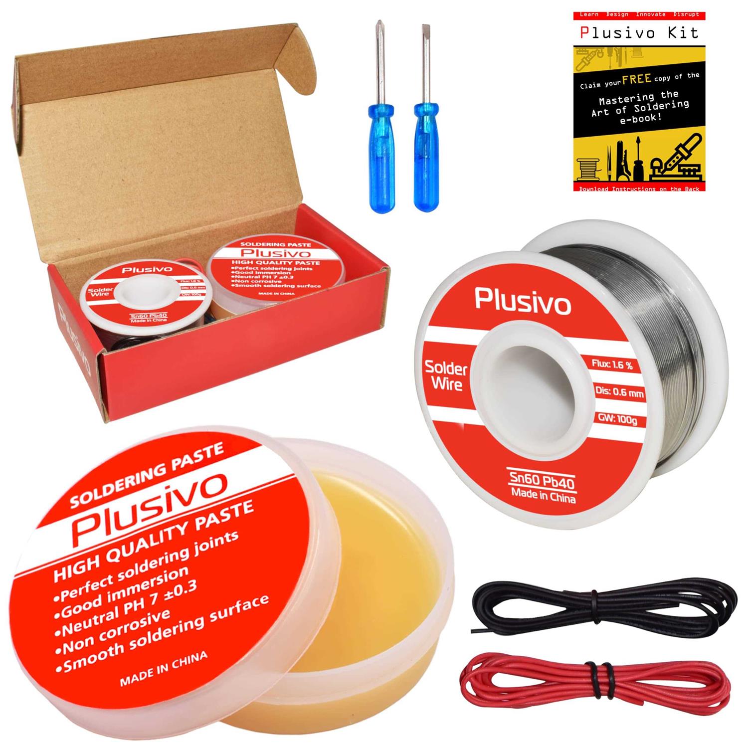 Solder Wire and Rosin Paste Flux Kit 60-40 Tin Lead Rosin Core Solder Wire and Rosin Paste Flux for Pcb Electrical Soldering and Diy - Zenithce