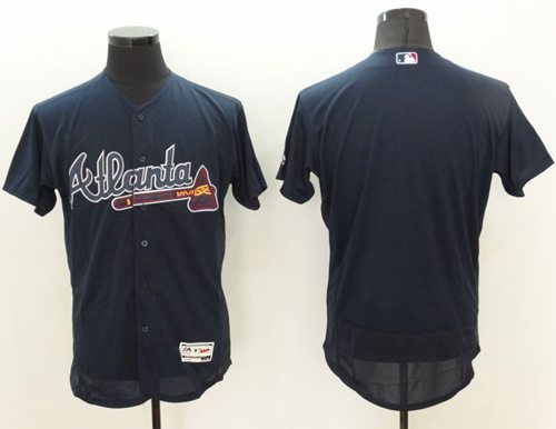 Braves Blank Navy Blue Flexbase Authentic Collection Stitched Jersey - Zenithce