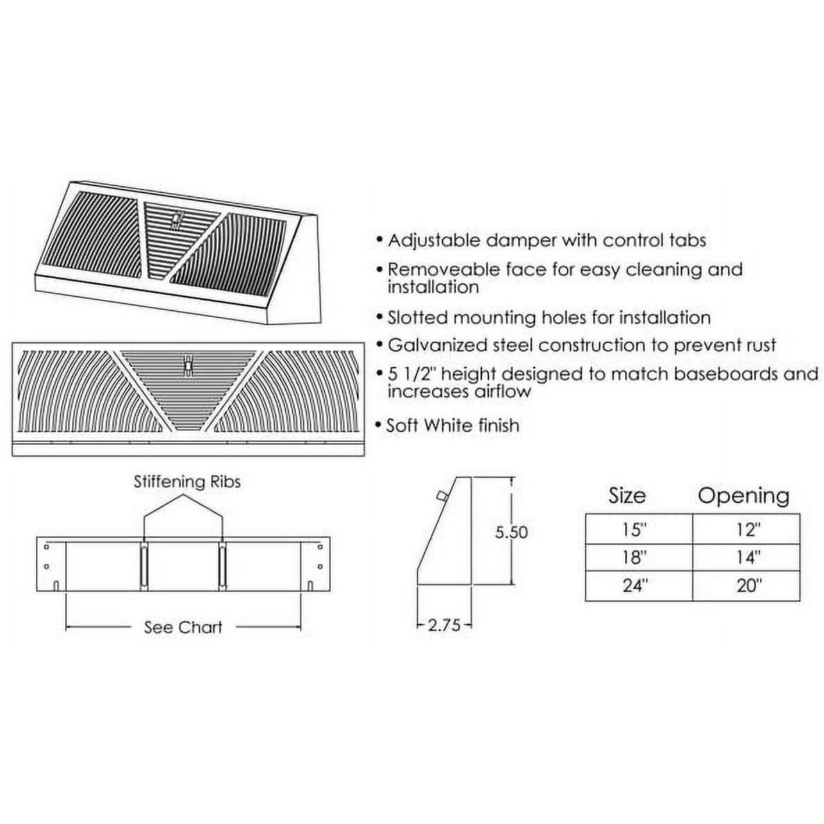 Triangular Baseboard Register 5.5 High - Zenithce