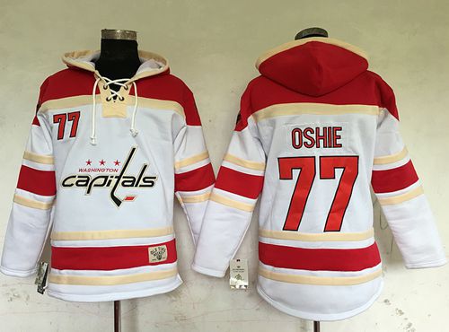 Capitals #77 T.J Oshie White Sawyer Hooded Sweatshirt Stitched Jersey - Zenithce