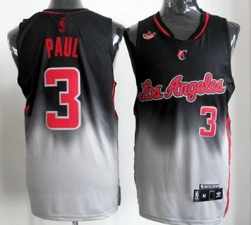Los Angeles Clippers #3 Chris Paul Black/Gray Fadeaway Fashion Jersey - Zenithce
