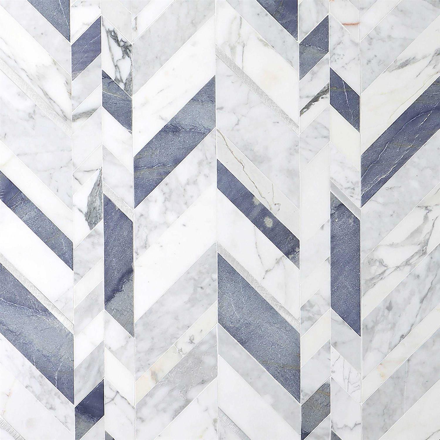 Tyra 11.81 in. x 18.89 in. Polished Marble and Brass Wall Mosaic Tile Ivy Hill Tile - Zenithce